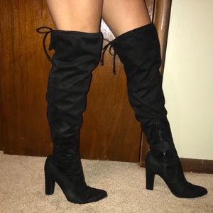 Black velvet thigh highs